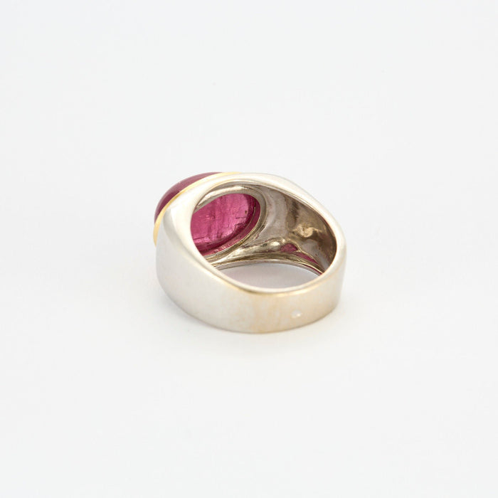 Anillo de turmalina rosa en oro amarillo y blanco