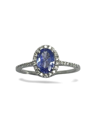 Bague 51.5 Bague or blanc Tanzanites et Diamants 58 Facettes 00000501