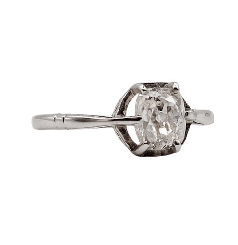 Bague 49 Bague solitaire art deco Platine diamant taille ancienne coussin 0.60 carat (circa 1920) 58 Facettes A06196