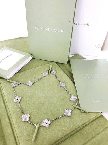 Collier Van Cleef & Arpels collier "Alhambra" pavage diamants 58 Facettes