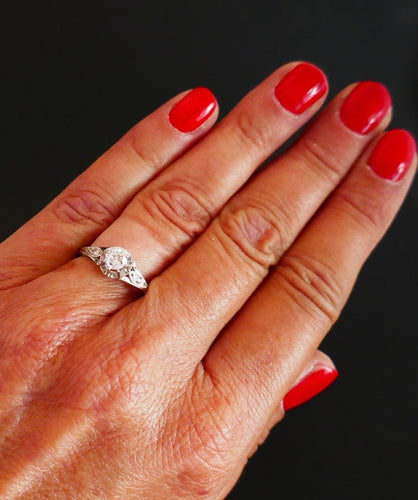 Bague 58 Solitaire diamant, monture or et platine 58 Facettes