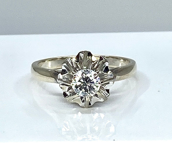 Bague 53 Bague solitaire or blanc diamant 0.40ct 58 Facettes AB359