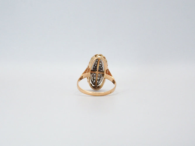 Bague 55 Bague ancienne diamant argent et or jaune 58 Facettes 4714