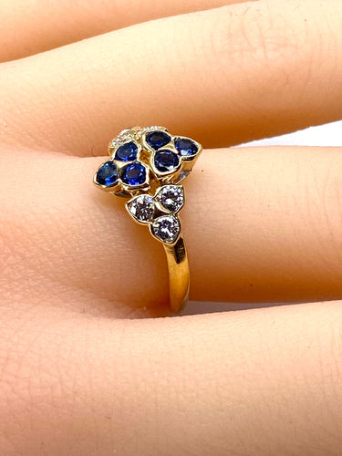 Mauboussin - Prsten ze žlutého zlata 18 karátů se safíry a diamanty 