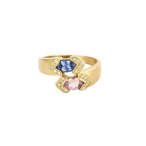 Bague 54 Bague Toi & Moi, saphir rose, saphir bleu et diamants 58 Facettes B240725-1