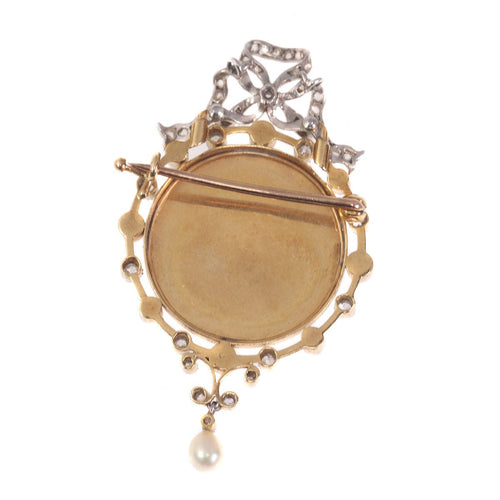 Broche Broche ancienne Belle Époque sertie de diamants et de perles 58 Facettes 20195-0157