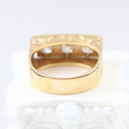 Vintage ring in yellow gold, platinum, old-cut diamonds 