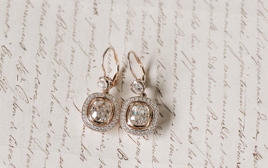 Boucles d'oreilles Boucles d'oreilles anciennes diamants old mine cut 58 Facettes