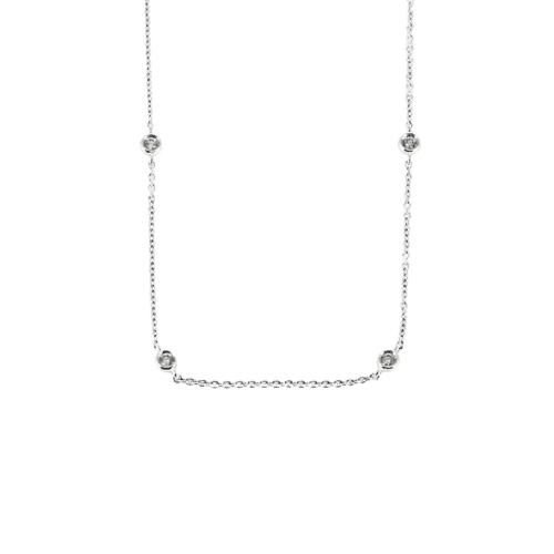 Collier 52cm Chaîne or blanc serti de 16 diamants 58 Facettes 58_f68