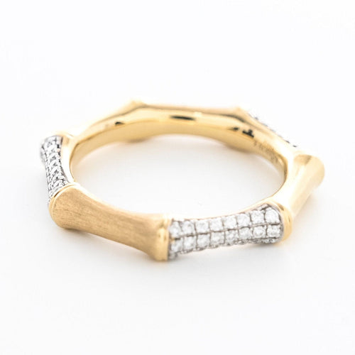 Bague 53 RAINBOW K - Bague Bamboo or jaune et diamants 58 Facettes 85782