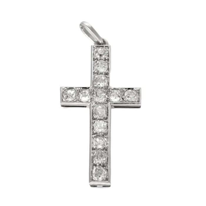 Pendentif Pendentif Croix Or Blanc Diamants 58 Facettes GU110