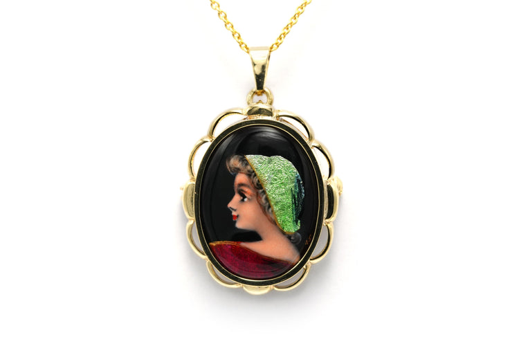 Pendentif Pendentif années 50 en or jaune et émail de Limoges 58 Facettes 22809