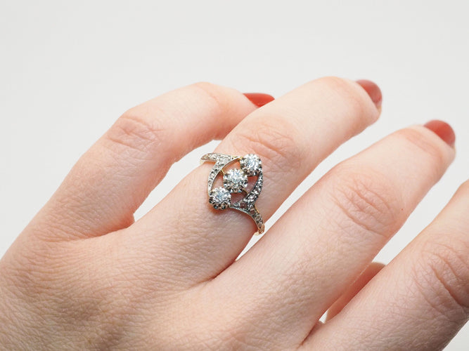 Bague 54 Bague ancienne or jaune diamants 58 Facettes 4249