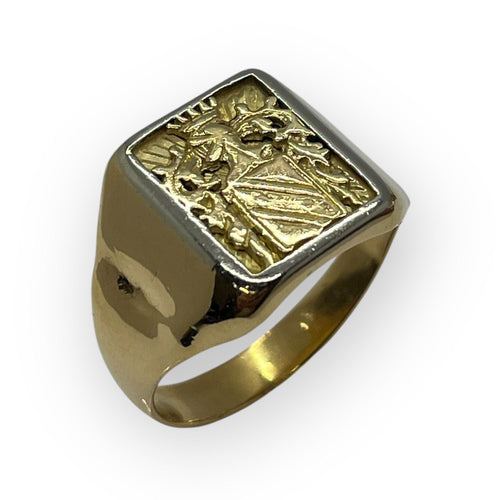 Bague 68 Chevalière or jaune blason 58 Facettes 149055601