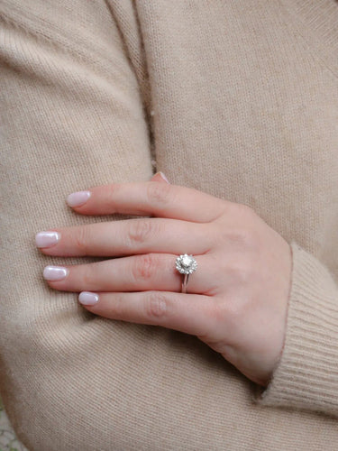 Bague 55 Bague marguerite vintage diamants & or blanc 58 Facettes J318