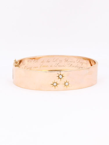 Bracelet Bracelet jonc maçonnique or rose perles fines 58 Facettes 1133.1