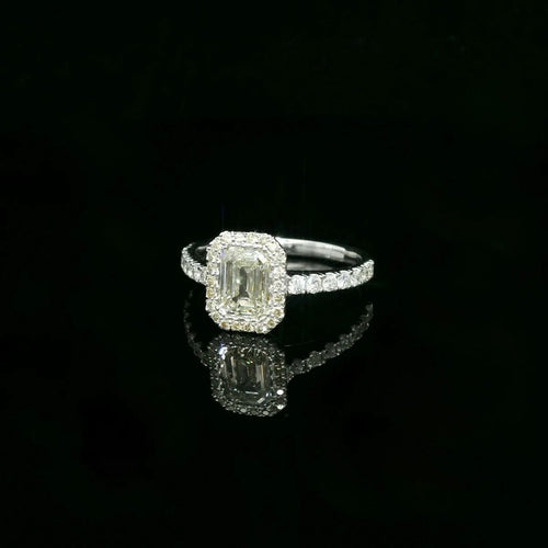 Bague 47 Bague en grappe de diamants taille émeraude 58 Facettes