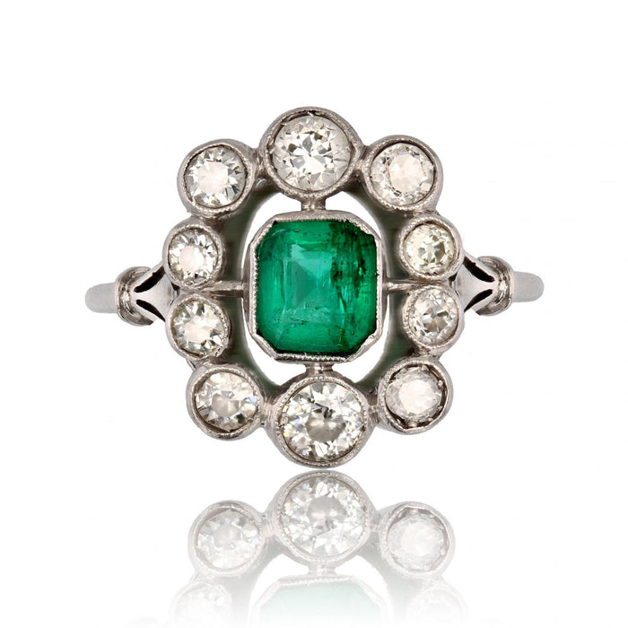 Antique emerald and diamond ring