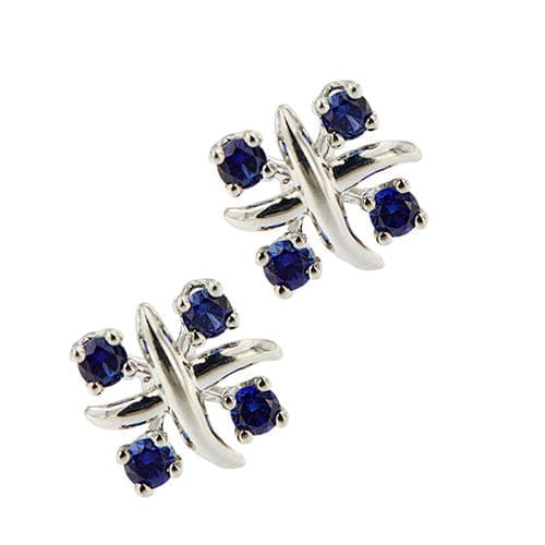 Boucles d'oreilles Tiffany & Co. - Boucles d'oreilles en platine serties de saphirs 58 Facettes 38212