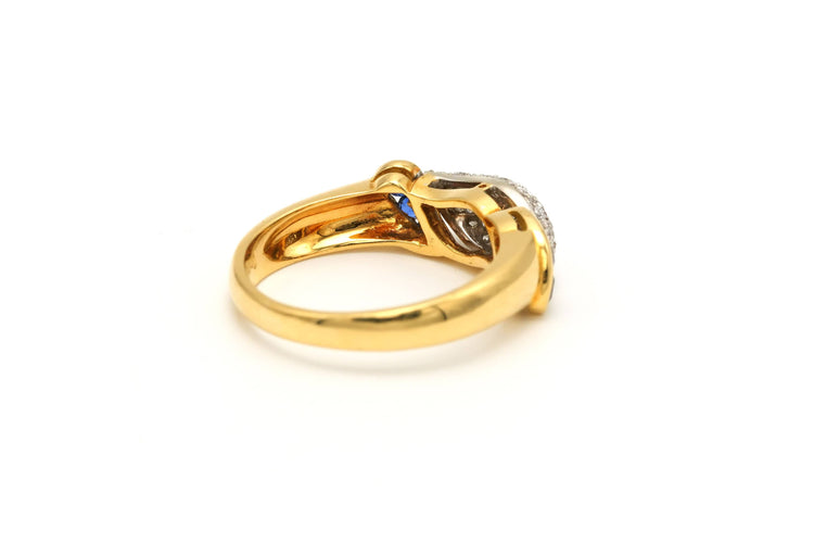Bague 53 Bague contemporaine en or jaune sertie de saphirs et de diamants 58 Facettes 20779