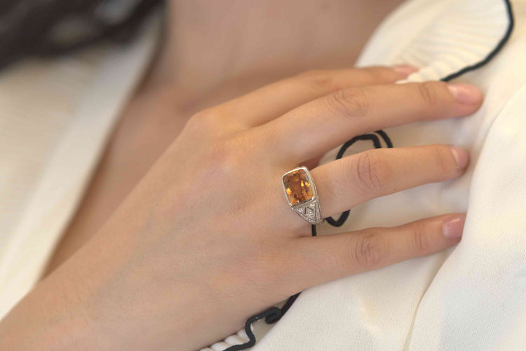 Bague 54 Bague topaze naturelle 8,24cts et diamants 58 Facettes 26070-25649c