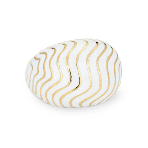 Bague 52 Vintage David Webb Ring White Enamel Bombe Dome 58 Facettes G13644