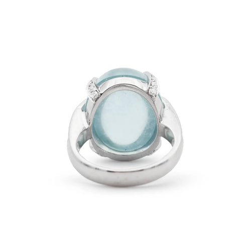 Bague Bague en or avec aigue-marine de 18,5 ct et diamants 58 Facettes