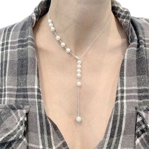Collier Collier Mikimoto or blanc, perles blanches, diamants. 58 Facettes 33705