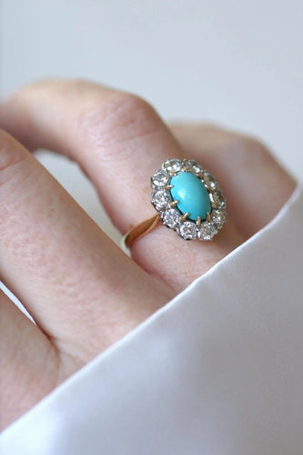 Bague Bague Marguerite Turquoise et Diamants 58 Facettes