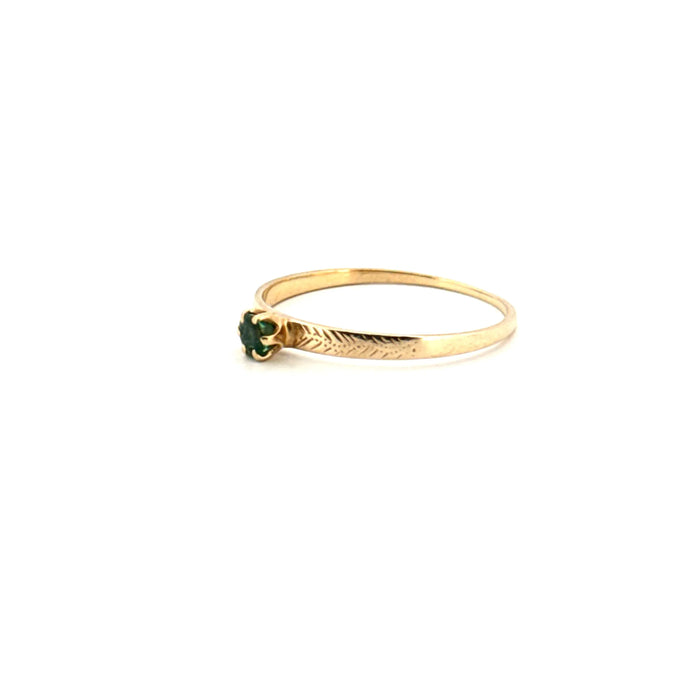Geelgouden smaragdgroene Solitaire Ring