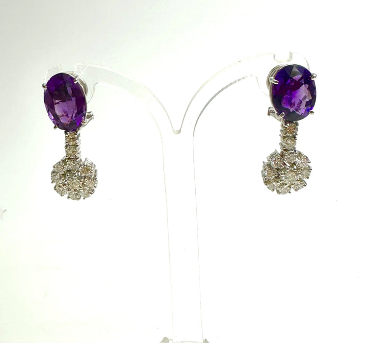 Boucles d'oreilles Drop earrings amethysts and brilliant-cut diamonds 58 Facettes