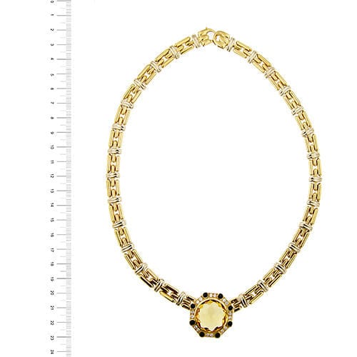 Collier Collier deux ors avec quartz citrine, saphirs et diamants 58 Facettes 31915