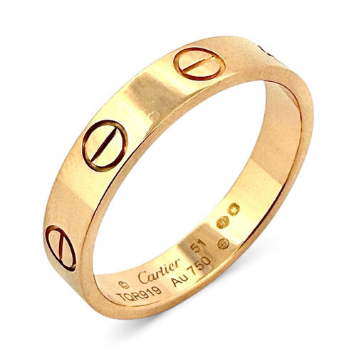 Bague 51 Alliance Love Cartier petit modèle or rose 18 carats 58 Facettes