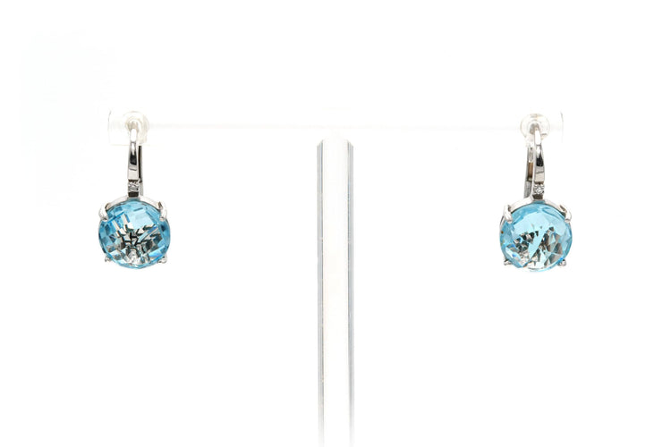 Boucles d'oreilles Boucles d'oreilles contemporaines or blanc serties de topazes et de diamants 58 Facettes 22846