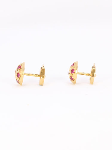 Boucles d'oreilles Boucles d'oreilles demi-boules or jaune rubis serti étoile 58 Facettes 1128.3