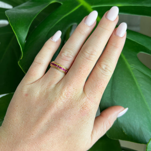 Bague 55 Alliance Or rose et Rubis 58 Facettes 41