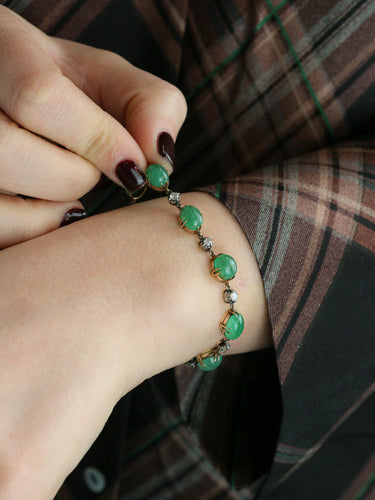 Bracelet Bracelet ancien cabochons d'émeraudes or jaune diamants 58 Facettes 777