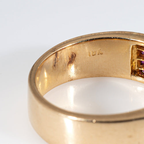 Bague 53 Bague vintage en or jaune avec diamants et rubis 1 carat 58 Facettes G13893