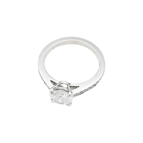 Bague Bague solitaire accompagné 1.04 ct, or blanc. 58 Facettes 30717