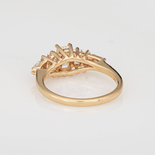 Bague 54 Bague d'anniversaire vintage en or jaune 14 carats, taille 7, sertie de 5 diamants (1,40 ct au total). 58 Facettes G14065