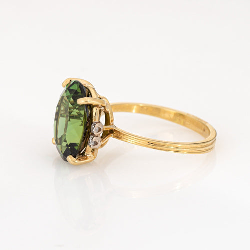 Bague Bague H Stern en or jaune 18 carats avec tourmaline verte 6 carats, taille 7, bijou vintage, Brésil 58 Facettes G13956
