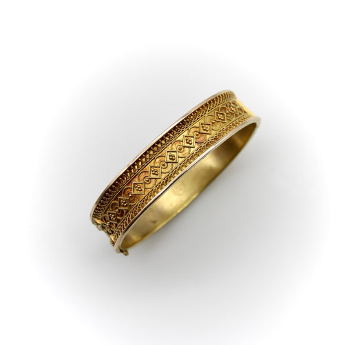 Brazalete de filigrana en oro amarillo estilo etrusco 