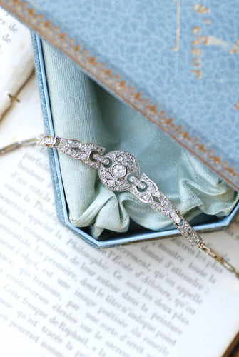 Bracelet Bracelet Art Déco Diamants 1,10 Cts sur Or et Platine 58 Facettes