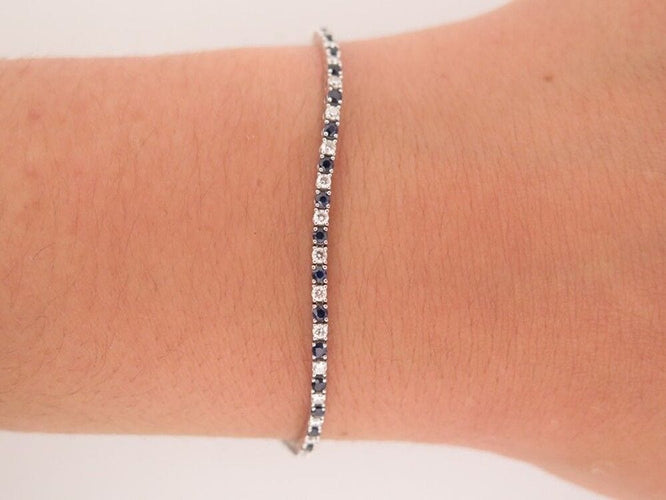 Bracelet bracelet riviere de diamants et saphirs 2ct maille tennis en or blanc 58 Facettes 260237