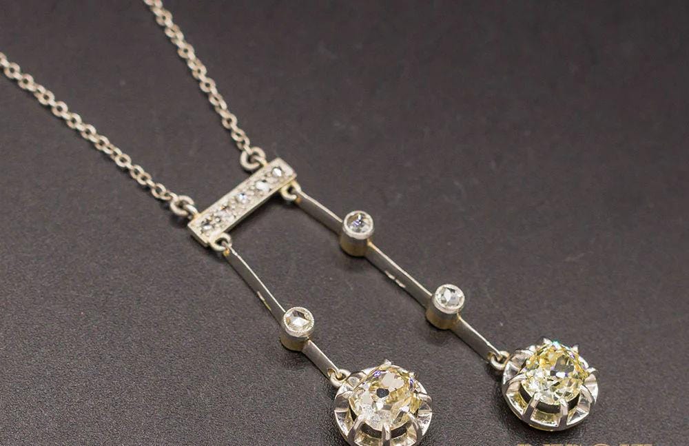 Collier Collier Négligé Or Jaune Platine Diamants 1920 58 Facettes A9063