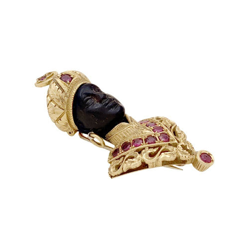 Broche Broche G.NARDI, "Moretto", or jaune, rubis, ébène. 58 Facettes 34878