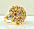 Anello - Anello multifiori in oro giallo e zaffiri, rubini, diamanti 
