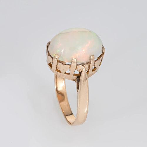 Äthiopischer Opalring, Vintage-Cocktailschmuck aus Gelbgold