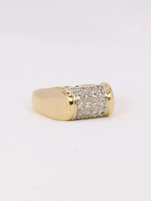 Bague 54.5 Bague chevalière or jaune diamants 58 Facettes J373