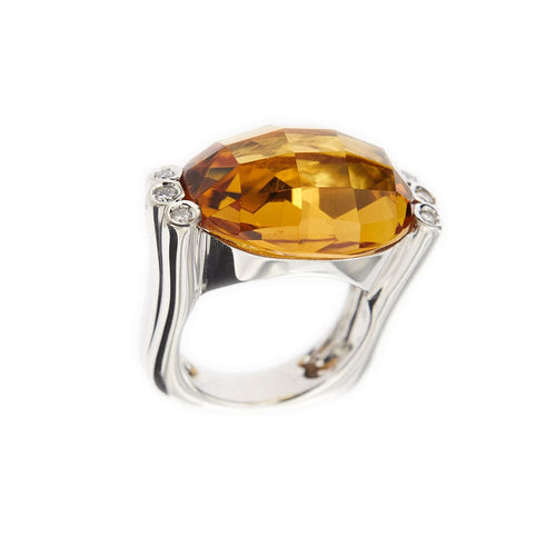 Bague 56 Bague citrine et diamants 58 Facettes 12776